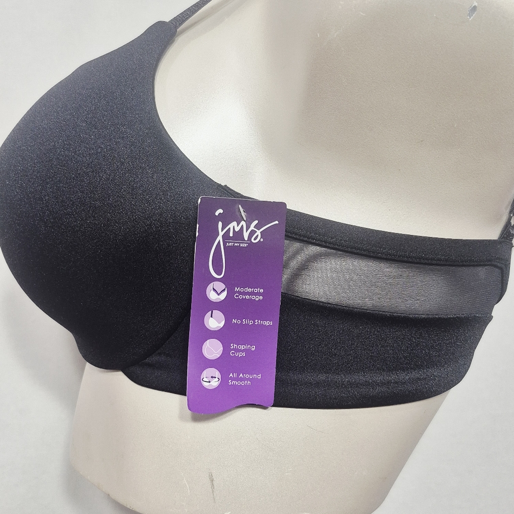 38c Just My Size Jms Mj1207 Perfect Shape T-Shirt Underwire Bra Black Nwt — image 6 of 7